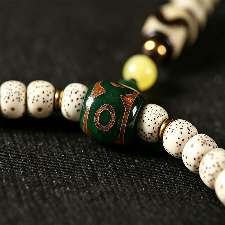 Buddha Stones Mala tibetana de 108 cuentas tejida a mano con semillas de Bodhi y estrella de la luna, símbolo de sabiduría. - image 13