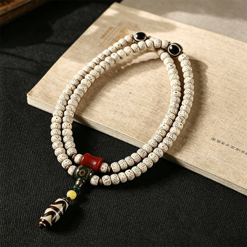 Buddha Stones Mala tibetana de 108 cuentas tejida a mano con semillas de Bodhi y estrella de la luna, símbolo de sabiduría. - image 1