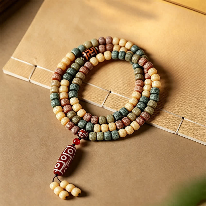 Buddha Stones Mala vintage de 108 cuentas tejidas a mano con semillas de Bodhi - image 1