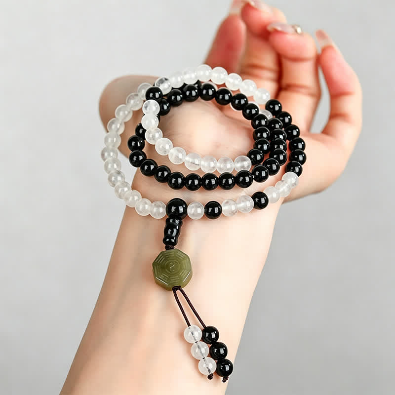 Buddha Stones Pulsera de cuentas de protección Bagua de obsidiana negra - image 7