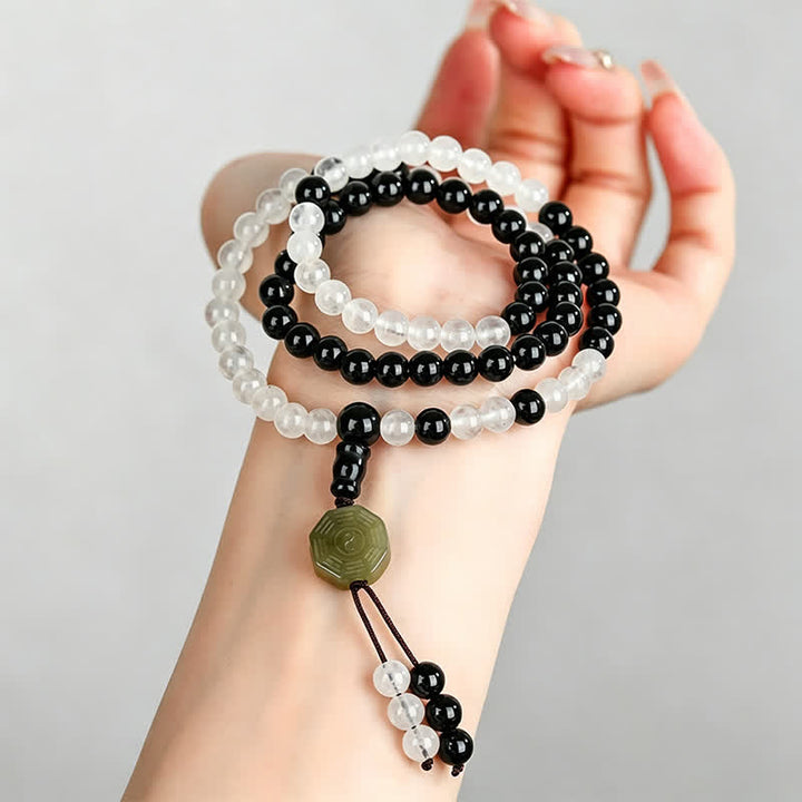 Buddha Stones Pulsera de cuentas de protección Bagua de obsidiana negra - image 7