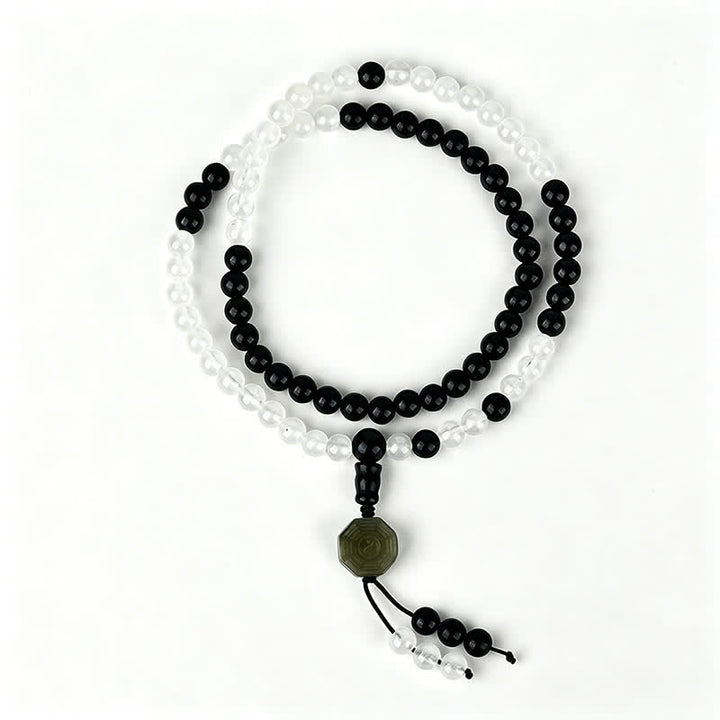 Buddha Stones Pulsera de cuentas de protección Bagua de obsidiana negra - image 4