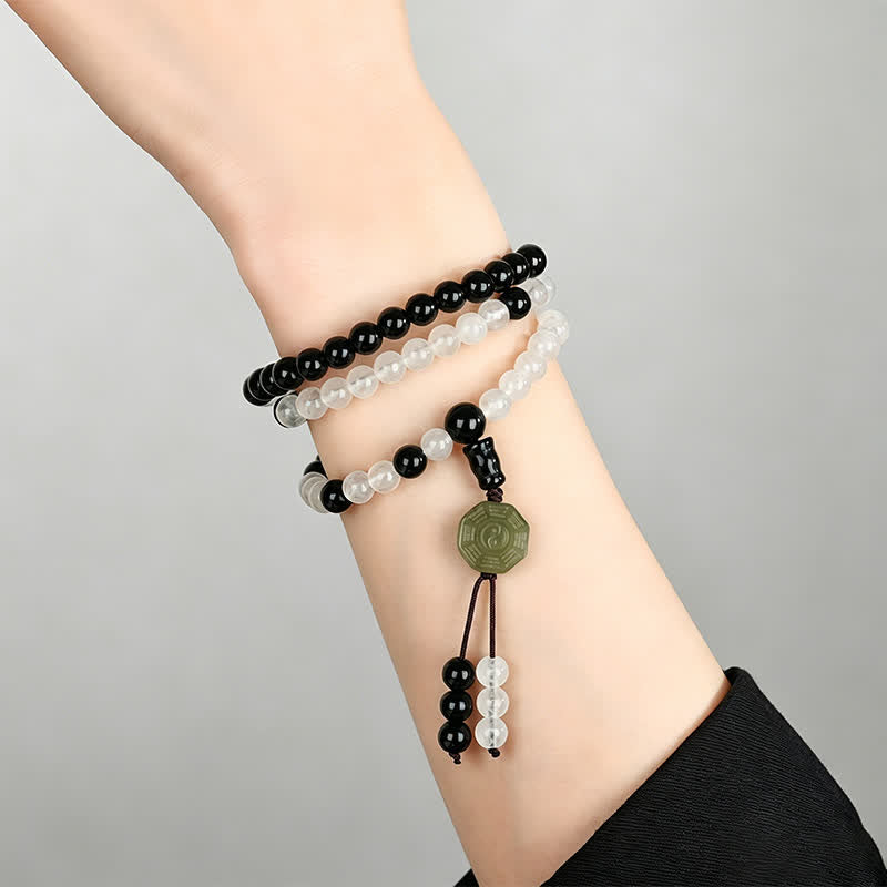 Buddha Stones Pulsera de cuentas de protección Bagua de obsidiana negra - image 8