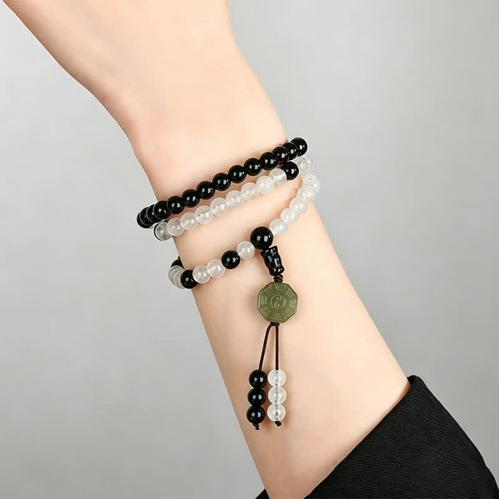 Buddha Stones Pulsera de cuentas de protección Bagua de obsidiana negra - image 8