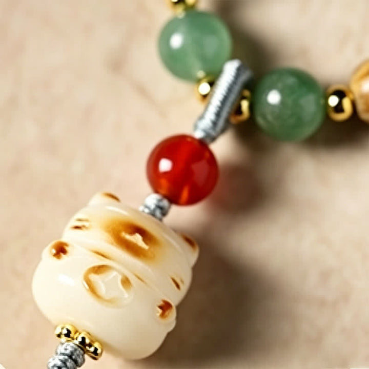 Buddha Stones Colgante de gato tejido a mano de sándalo verde Serenity Mala de estilo retro étnico - image 16