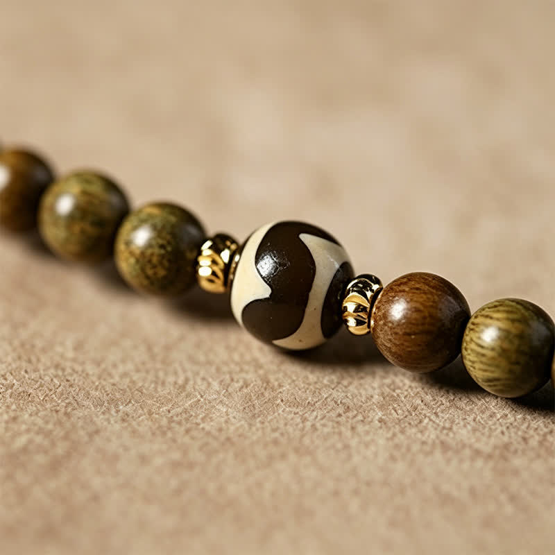 Buddha Stones Colgante de gato tejido a mano de sándalo verde Serenity Mala de estilo retro étnico - image 13