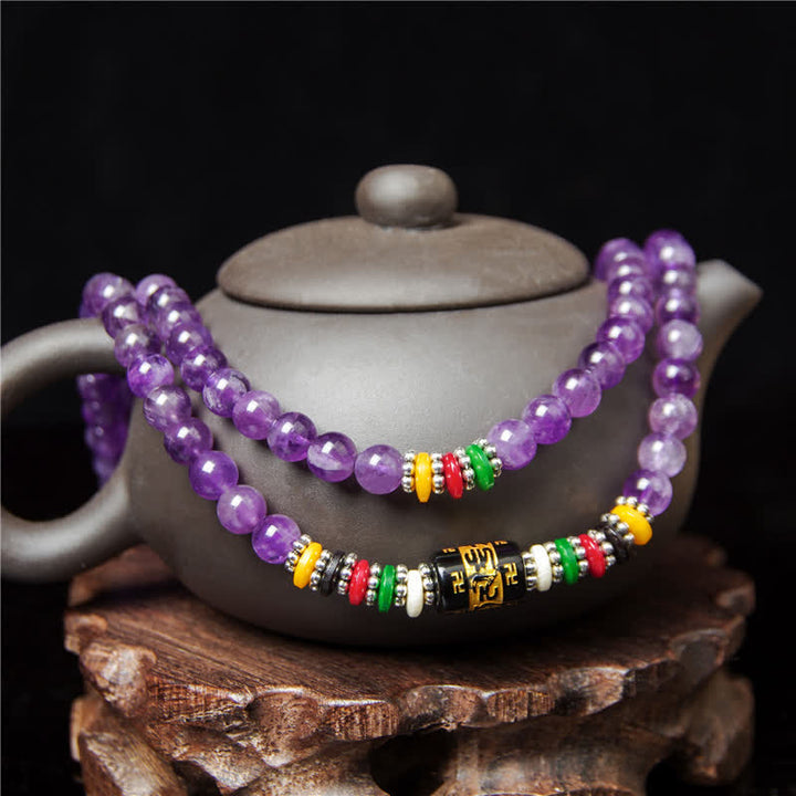 Buddha Stones Amatista Om Mani Padme Hum Oración de Pureza 108 Cuentas Mala - image 4