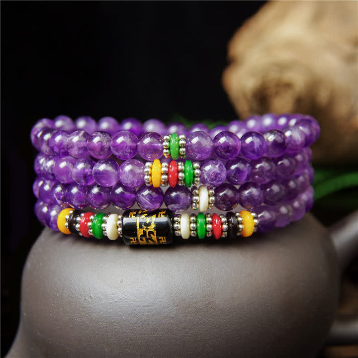 Buddha Stones Amatista Om Mani Padme Hum Oración de Pureza 108 Cuentas Mala - image 2