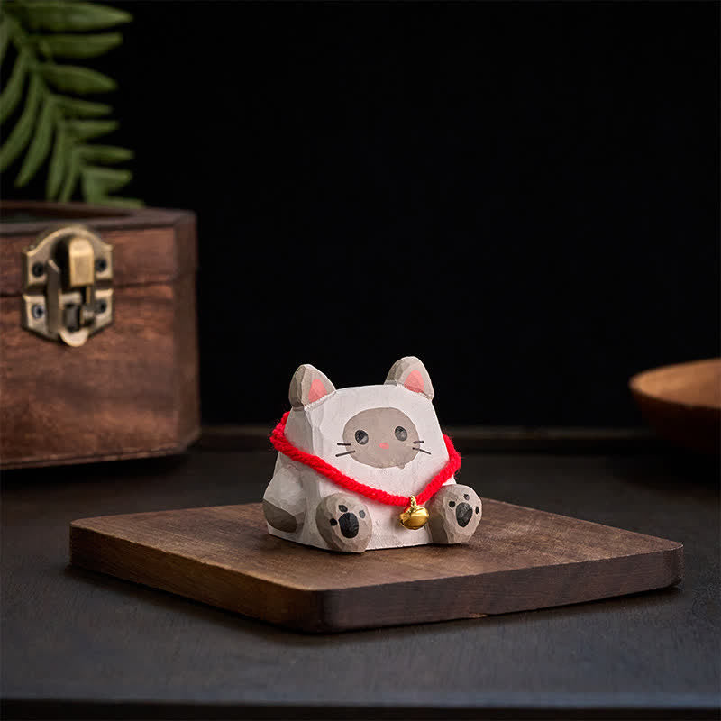 Buddha Stones Decoración de escritorio tallada a mano en madera de tilo con forma de animalito. - image 1