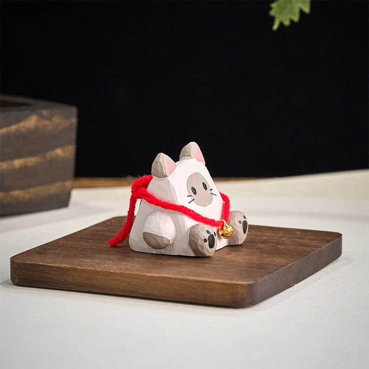 Buddha Stones Decoración de escritorio tallada a mano en madera de tilo con forma de animalito. - image 3
