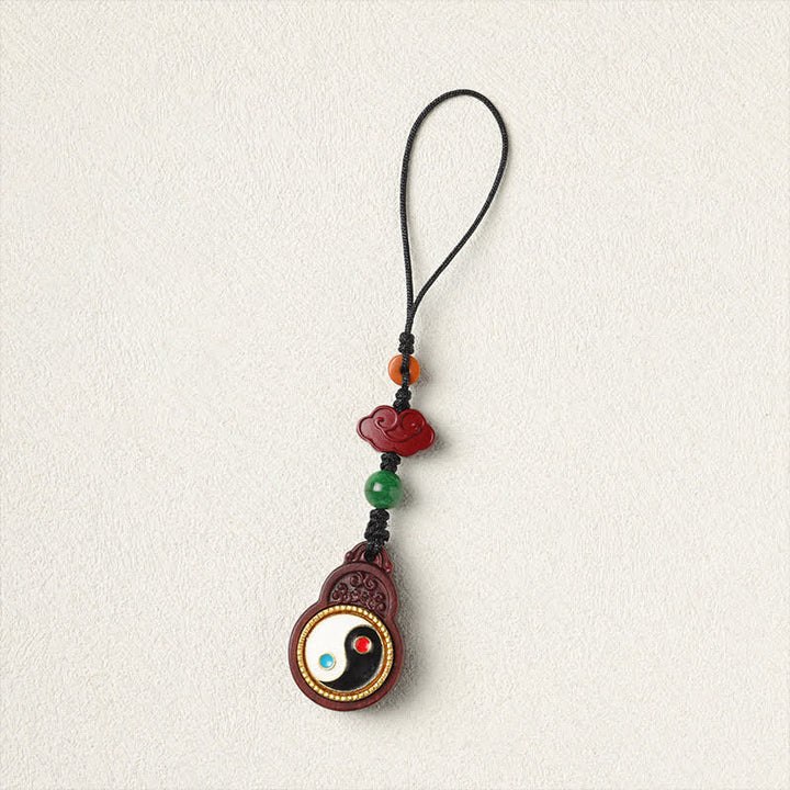 Buddha Stones Calabaza colgante de protección Bagua Yin Yang de sándalo verde para teléfono - image 19
