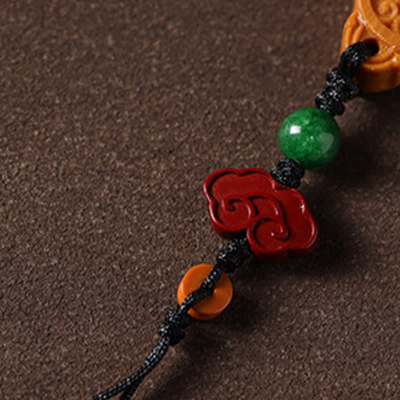 Buddha Stones Calabaza colgante de protección Bagua Yin Yang de sándalo verde para teléfono - image 11