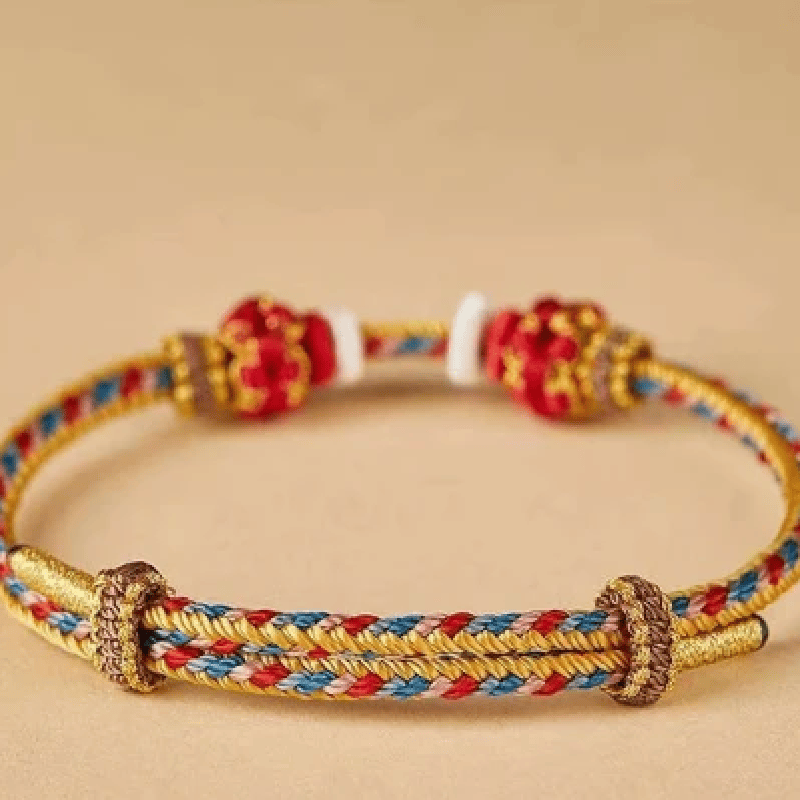 Buddha Stones Pulsera tibetana trenzada tejida a mano con cordón colorido Bagua y moneda china para protección - image 13