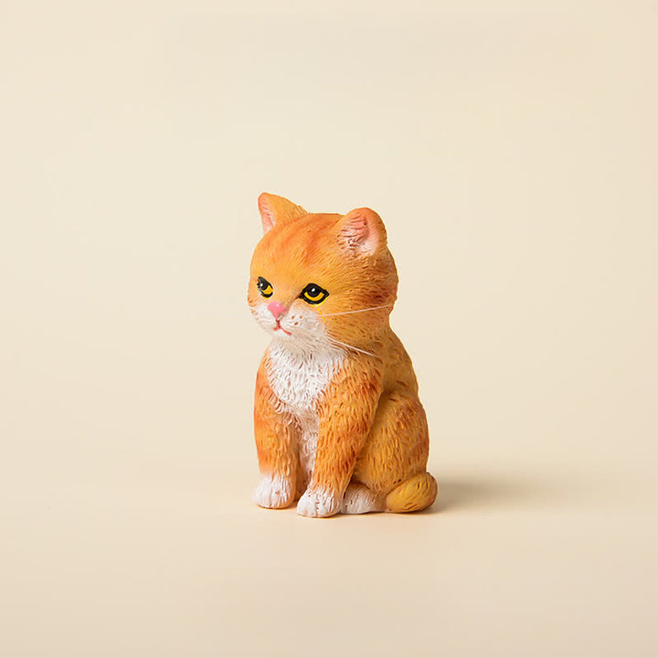 Buddha Stones Familia de gatitos melancólicos pintados en resina, mini gatos, decoración de animales adorables - Atigrado naranja - image 11