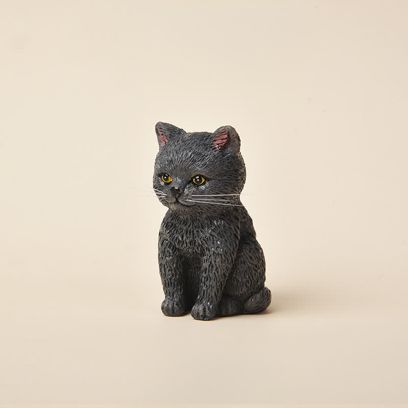 Buddha Stones Familia de gatitos melancólicos pintados en resina, mini gatos, decoración de animales adorables - Gato azul - image 14