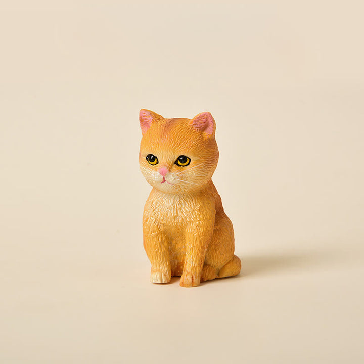 Buddha Stones Familia de gatitos melancólicos pintados en resina, mini gatos, decoración de animales adorables - Tonos dorados - image 17