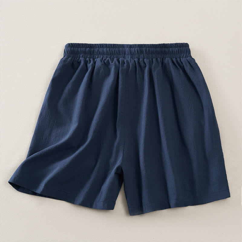 Buddha Stones Shorts de verano informales minimalistas con cordón ajustable para mujer, color liso y bolsillo. - image 1