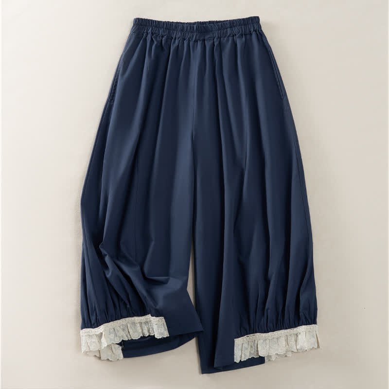 Buddha Stones Pantalones cortos casuales de verano estilo vintage para mujer, de pierna ancha y con bolsillo. - Azul medianoche - US12, UK/AU16, EU44 (2XL) - image 0
