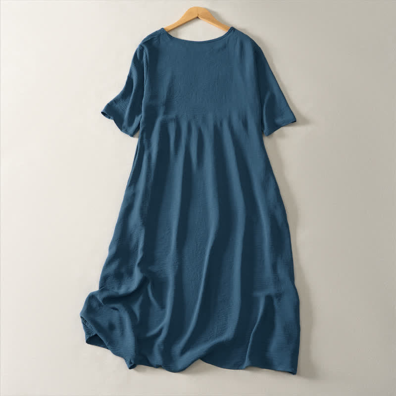 Vestido corto de manga corta para mujer, estilo casual informal de verano, con estampado de Buddha Stones y diseño minimalista. - image 1