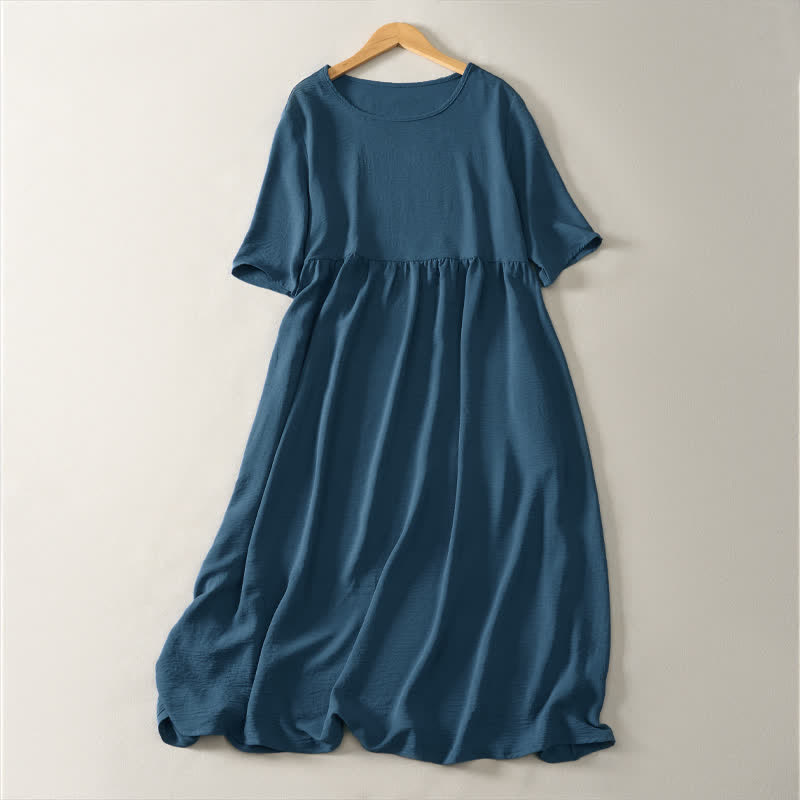 Vestido corto de manga corta para mujer, estilo casual informal de verano, con estampado de Buddha Stones y diseño minimalista. - Azul acero - US8-10, UK/AU12-14, EU40-42 (2XL) - image 0