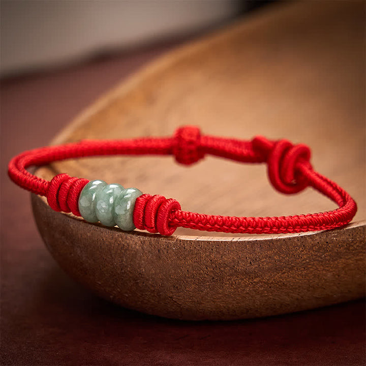 Buddha Stones Pulsera trenzada de nudo corredizo con hilo rojo de jade hecha a mano para protección - image 9