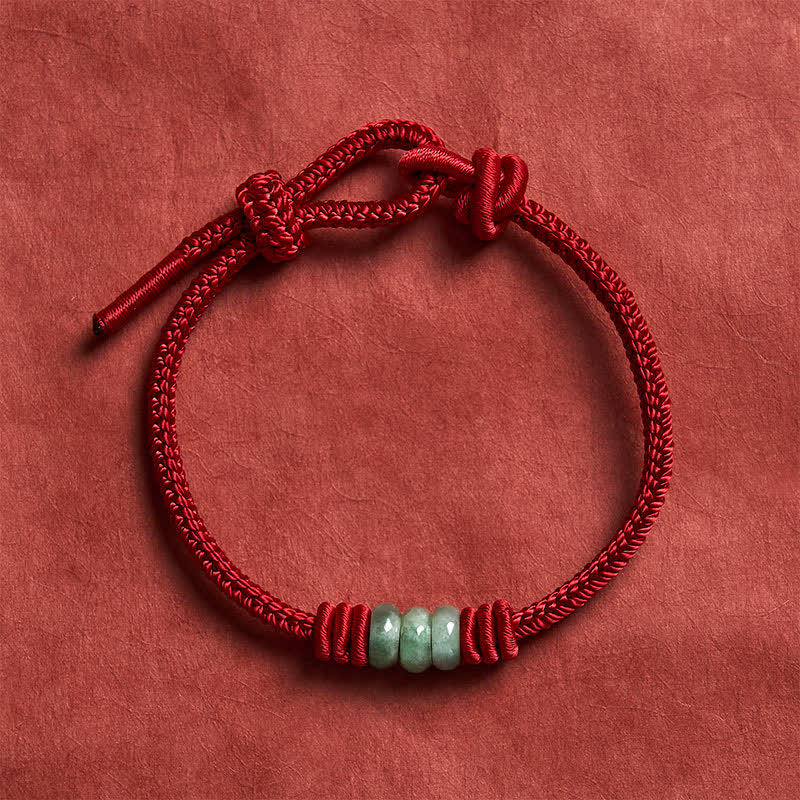 Buddha Stones Pulsera trenzada de nudo corredizo con hilo rojo de jade hecha a mano para protección - image 3