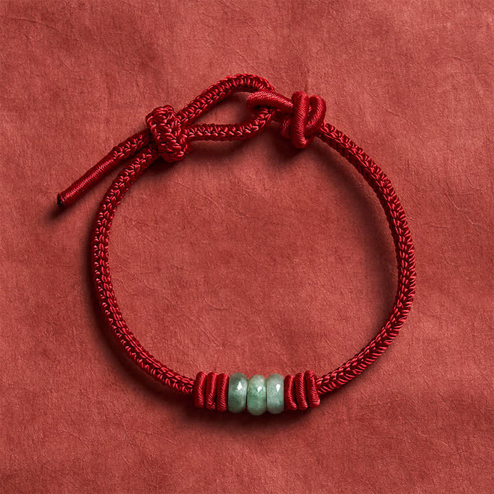 Buddha Stones Pulsera trenzada de nudo corredizo con hilo rojo de jade hecha a mano para protección - image 3