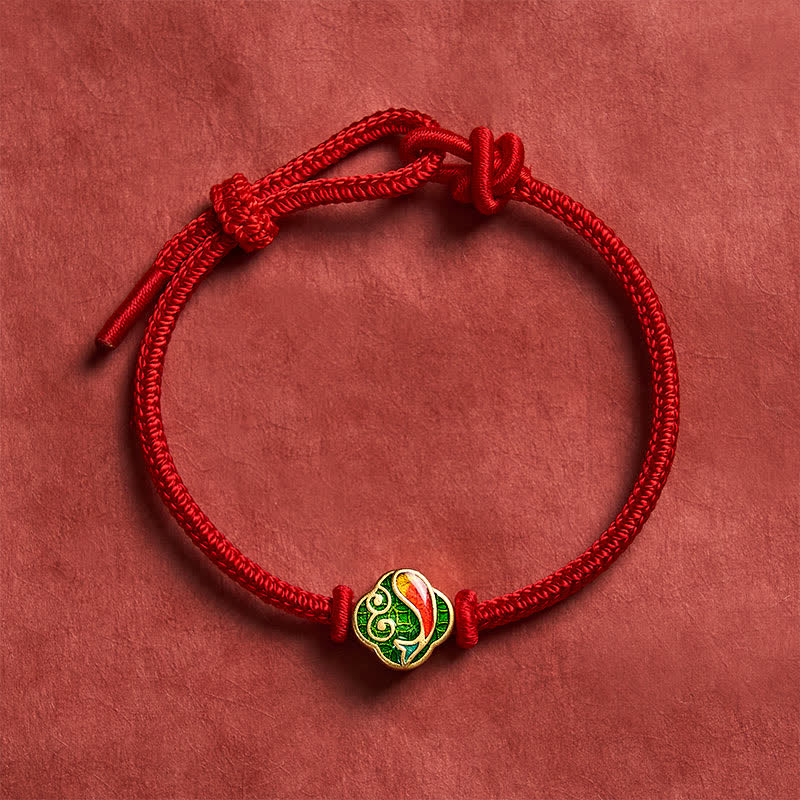 Buddha Stones Pulsera ajustable de cordón trenzado con doble protección de pez koi, hecha a mano en color rojo. - image 12