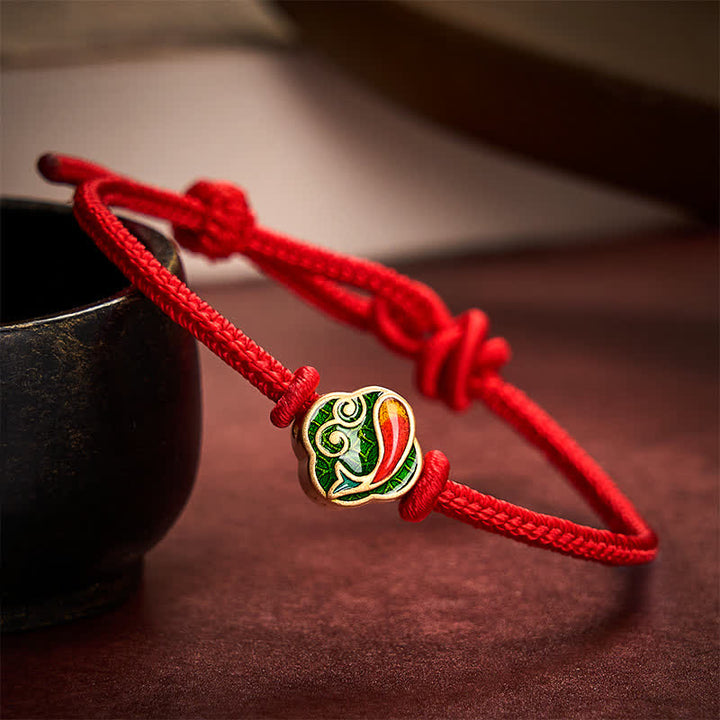 Buddha Stones Pulsera ajustable de cordón trenzado con doble protección de pez koi, hecha a mano en color rojo. - Rojo - 5,91-7,48 pulgadas (15-19 cm) - image 9