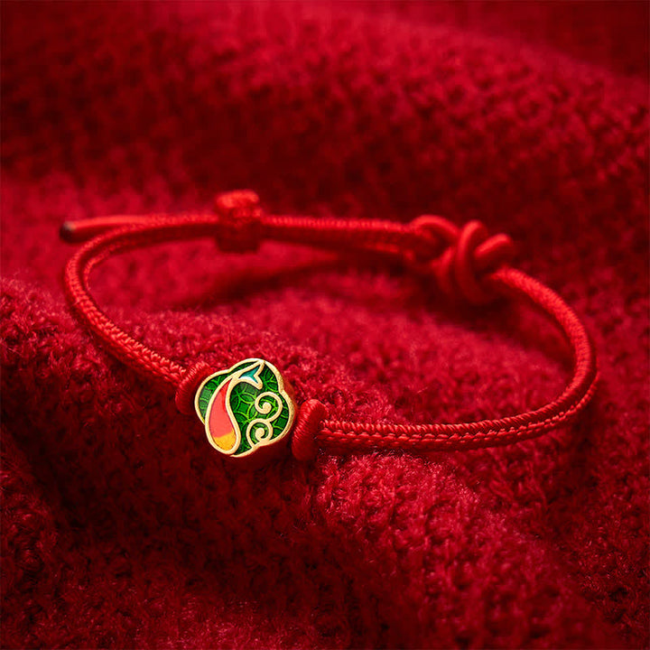 Buddha Stones Pulsera ajustable de cordón trenzado con doble protección de pez koi, hecha a mano en color rojo. - image 11