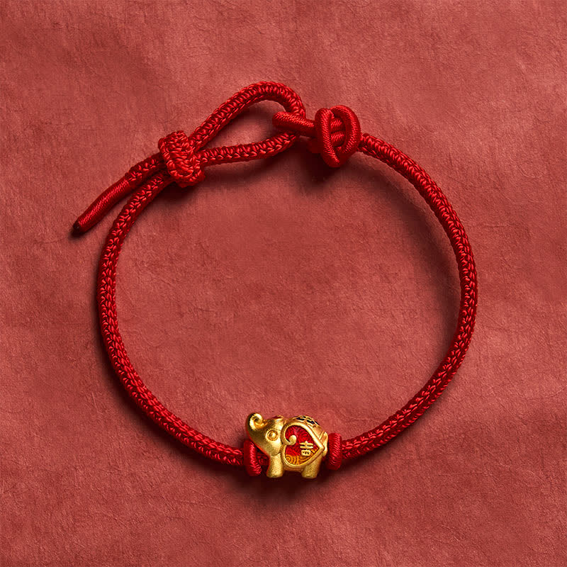 Buddha Stones Pulsera ajustable trenzada de protección con forma de corazón y elefante, hecha a mano con hilo rojo. - image 9
