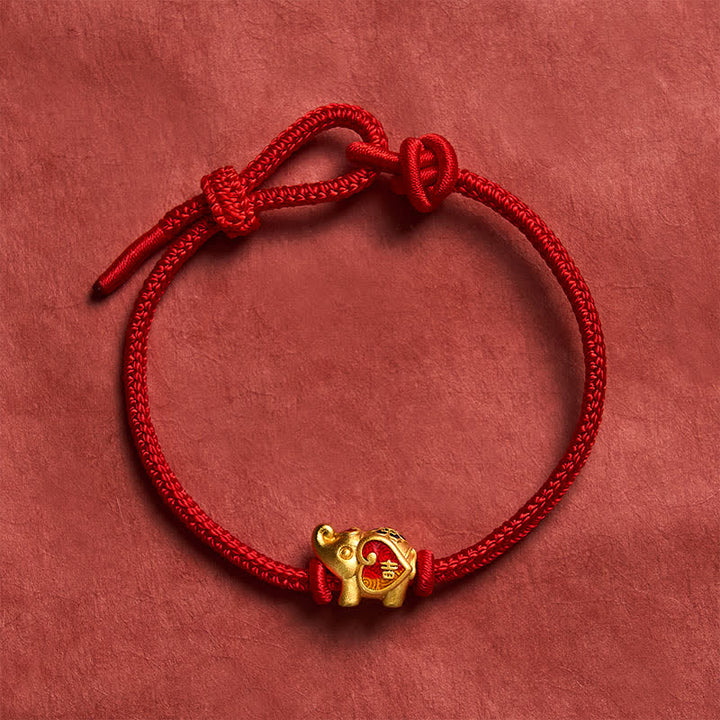 Buddha Stones Pulsera ajustable trenzada de protección con forma de corazón y elefante, hecha a mano con hilo rojo. - image 9