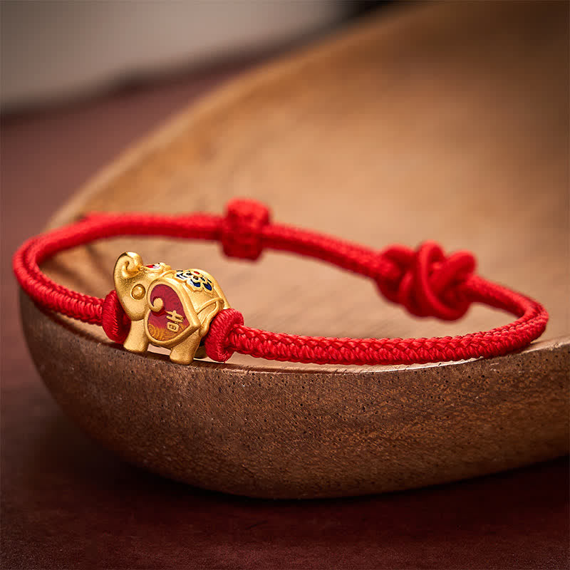 Buddha Stones Pulsera ajustable trenzada de protección con forma de corazón y elefante, hecha a mano con hilo rojo. - image 10