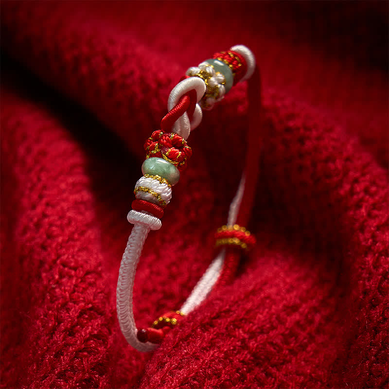 Buddha Stones Pulsera de cordón trenzado con nudo de corazón de jade, tejida a mano. - image 12