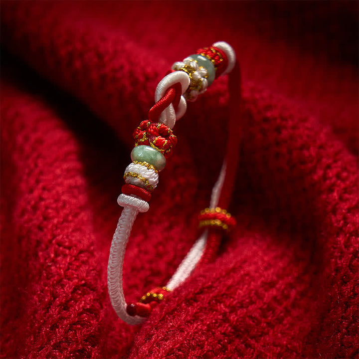 Buddha Stones Pulsera de cordón trenzado con nudo de corazón de jade, tejida a mano. - image 12