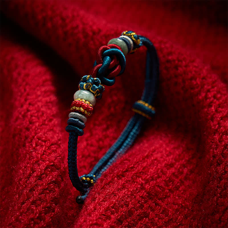 Buddha Stones Pulsera de cordón trenzado con nudo de corazón de jade, tejida a mano. - image 16