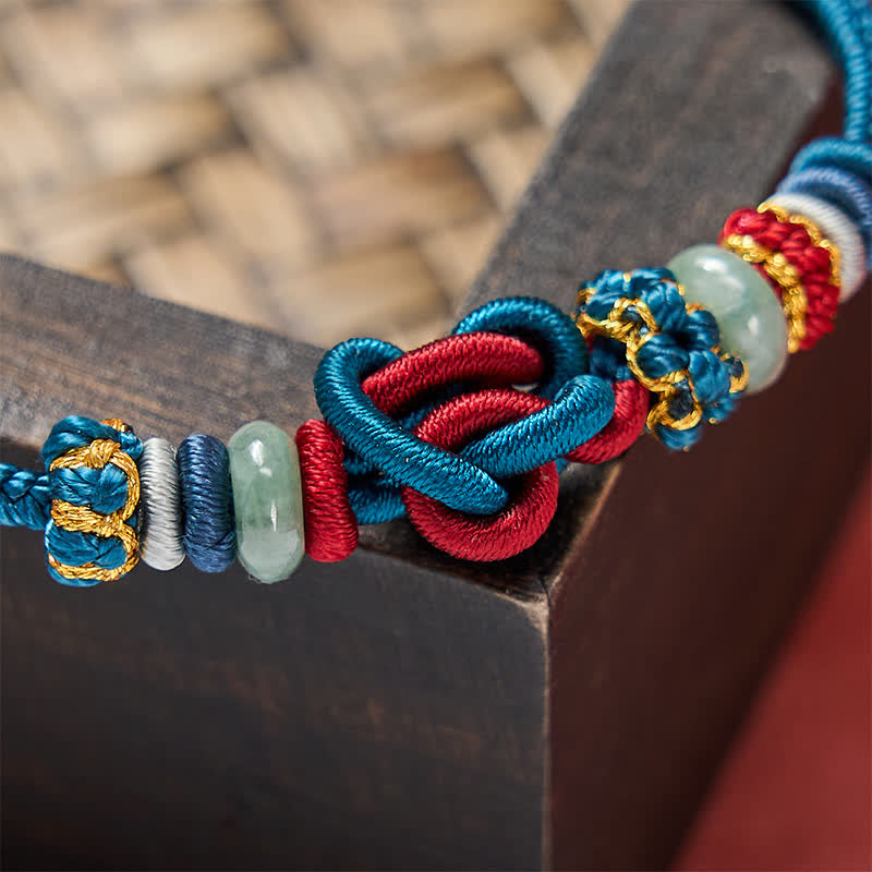 Buddha Stones Pulsera de cordón trenzado con nudo de corazón de jade, tejida a mano. - image 20