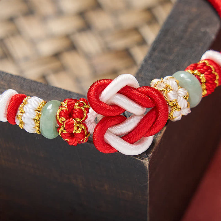 Buddha Stones Pulsera de cordón trenzado con nudo de corazón de jade, tejida a mano. - image 14
