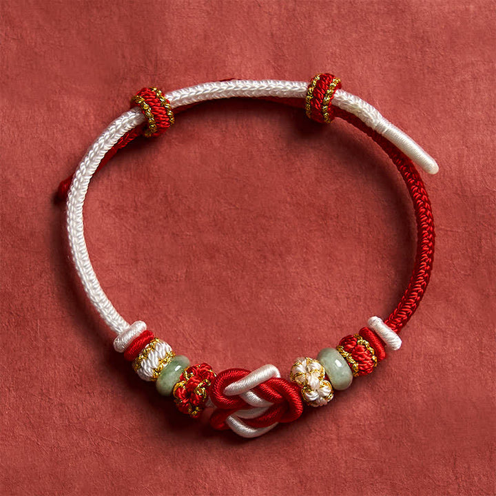 Buddha Stones Pulsera de cordón trenzado con nudo de corazón de jade, tejida a mano. - image 11