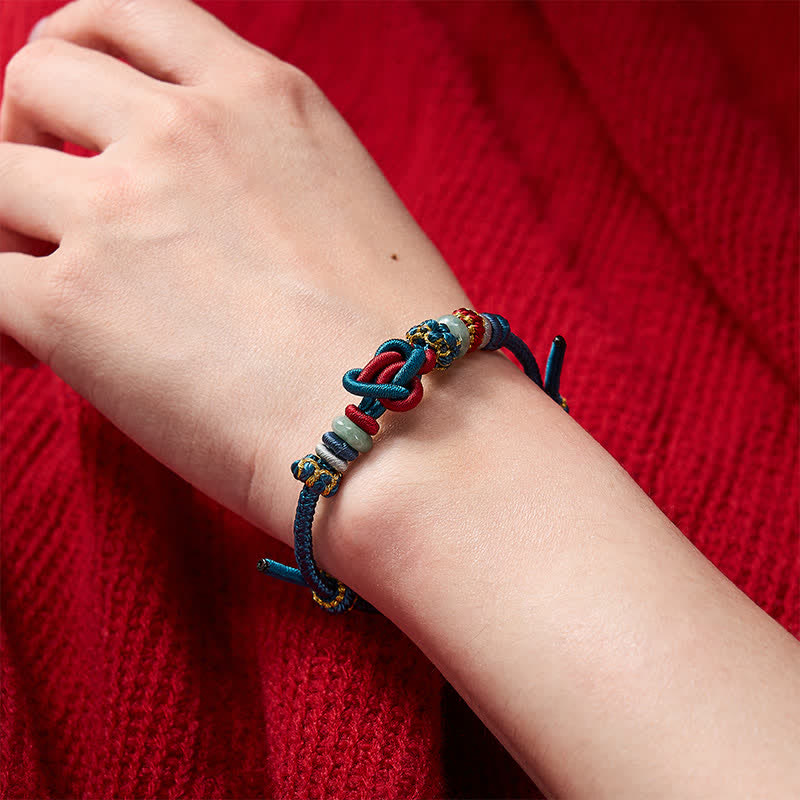 Buddha Stones Pulsera de cordón trenzado con nudo de corazón de jade, tejida a mano. - image 19
