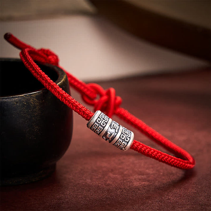 Buddha Stones Pulsera de protección Om Mani Padme Hum hecha a mano con hilo rojo trenzado - image 1