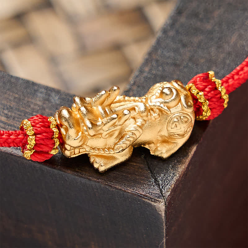 Buddha Stones Pulsera de la suerte PiXiu tejida a mano con hilo rojo - image 3