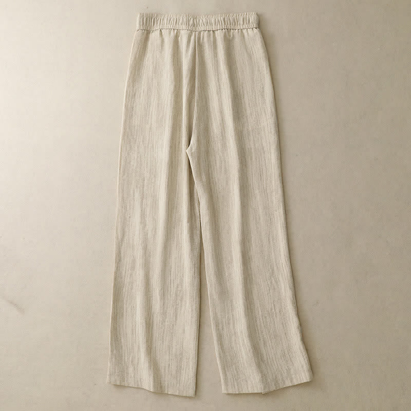 Buddha Stones Pantalones de verano informales minimalistas con cordón ajustable, color liso, hasta el tobillo, para mujer, pierna recta, con bolsillos. - image 1