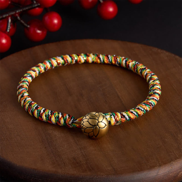 Buddha Stones Pulsera trenzada de equilibrio con hilo colorido tejido a mano - Loto - 7,5 pulgadas (19 cm) - image 8
