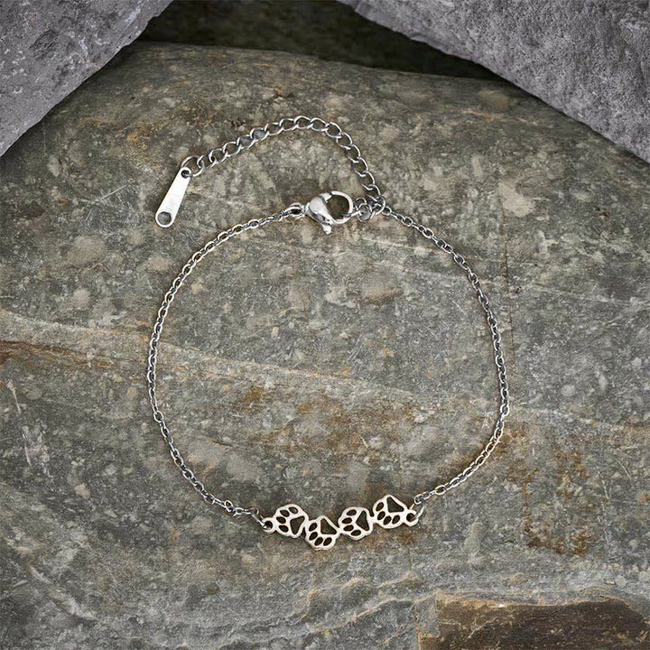 Buddha Stones Pulsera de equilibrio de acero de titanio con cuatro huellas de gato - image 4