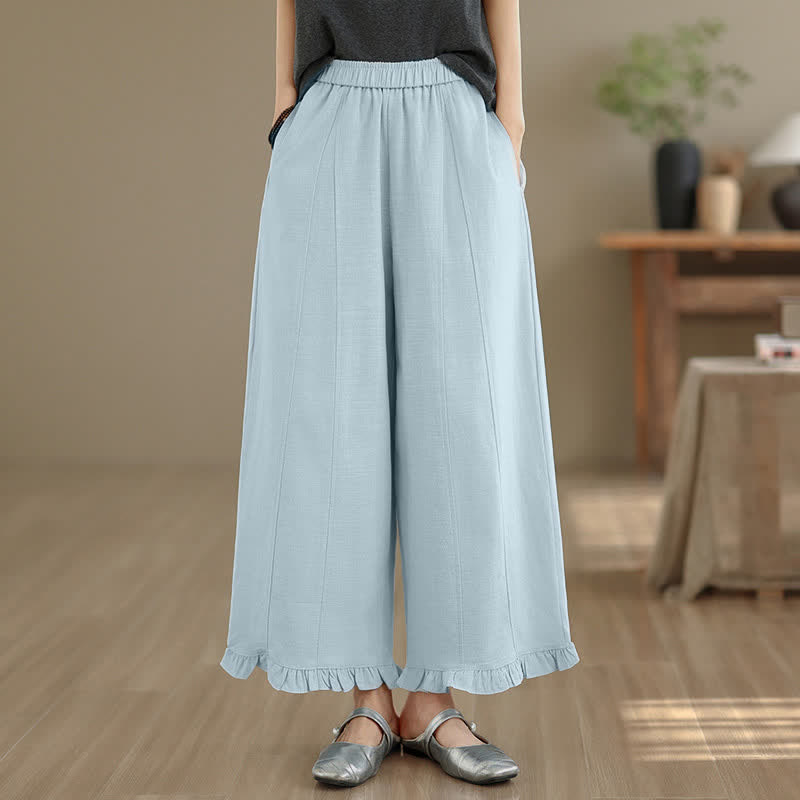 Pantalones cortos minimalistas informales de verano con estampado de Buddha Stones para mujer, de pierna ancha y con bolsillo. - Azul claro - US8-10，UK/AU12-14，EU40-42 (2XL) - image 0