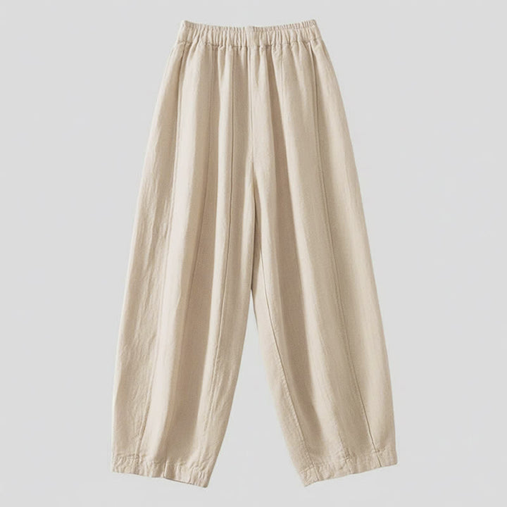 Buddha Stones Pantalones cortos de algodón y lino lisos, informales y sencillos, con cordón ajustable, estilo harem para mujer, con bolsillo. - image 1
