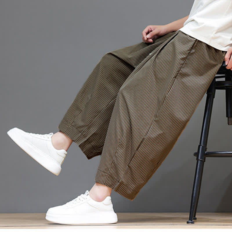 Pantalones capri de verano informales con cordón ajustable y rayas Buddha Stones para hombre, estilo harem, con bolsillo. - Perú - US/UK/AU46, EU56 (5XL) - image 20