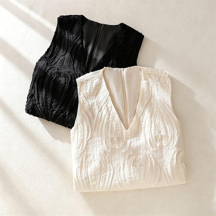 Buddha Stones Vestido de verano elegante, informal, minimalista, de líneas lisas, con cuello en V y sin mangas, con bolsillos. - image 18