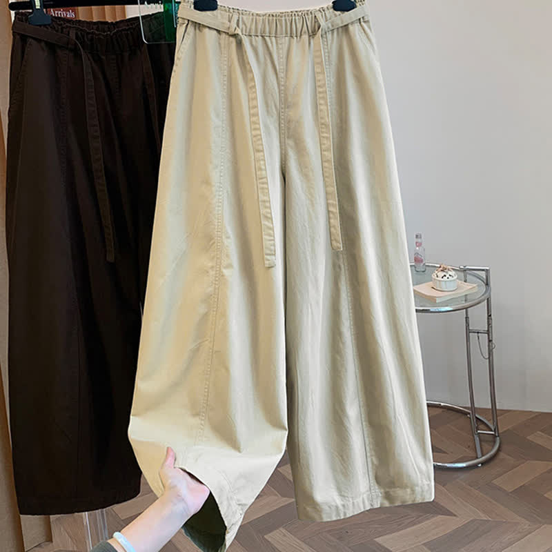 Buddha Stones Pantalones largos de mujer estilo harem minimalistas con cordón ajustable, estilo casual de primavera, color liso, con bolsillos. - image 1
